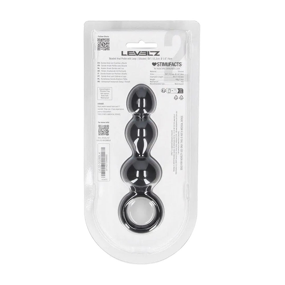 LEVELZ Beaded Silicone Anal Probe with Loop – 15.3 cm Silicone Beaded Anal Plug > Anal Range > Anal Beads