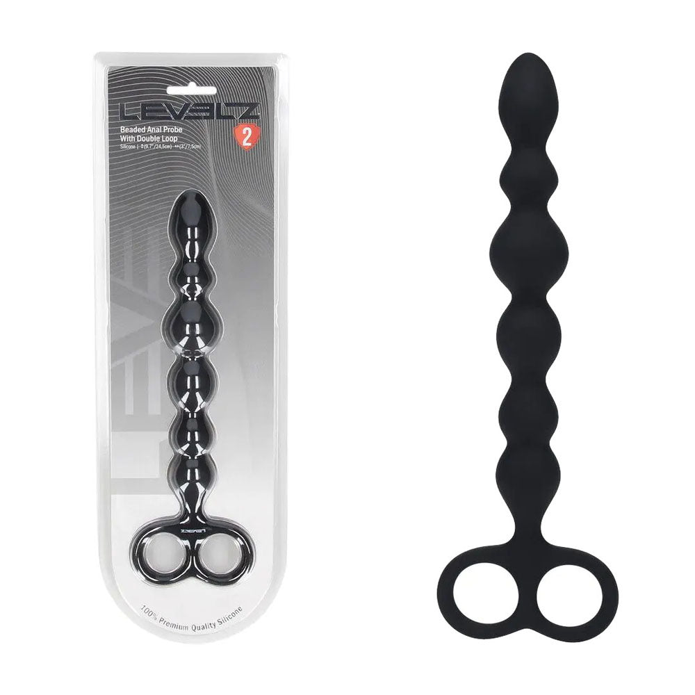 Levelz Beaded Silicone Anal Probe (24.5 cm) – Slim Flexible Anal Beads Black > Anal Range > Anal Beads