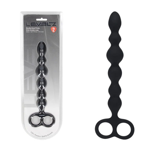 Levelz Beaded Silicone Anal Probe (24.5 cm) – Slim Flexible Anal Beads Black > Anal Range > Anal Beads