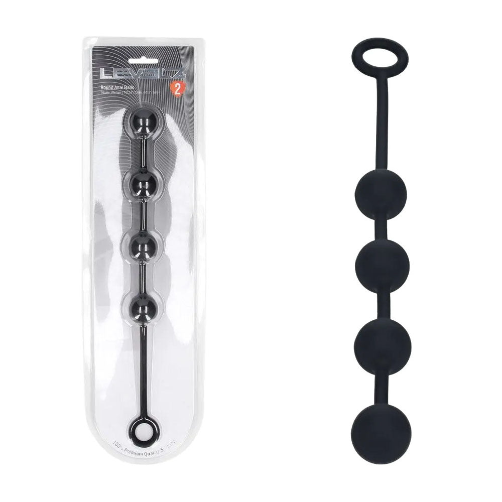 Levelz Round Silicone Medium Anal Balls 20mm Diameter 32cm Length – Premium Silicone Anal Balls Black > Anal Range > Anal Beads Main image