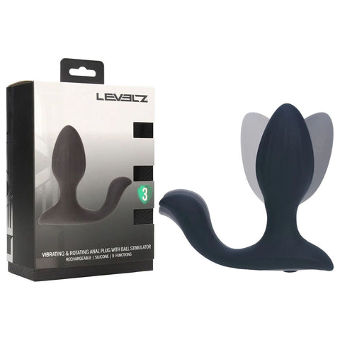 Levelz Vibrating and Rotating Anal Plug with Ball Stimulator (USB Rechargeable) – Vibrating Butt Plug 10.7 cm Black > Anal Range > Prostate Massagers