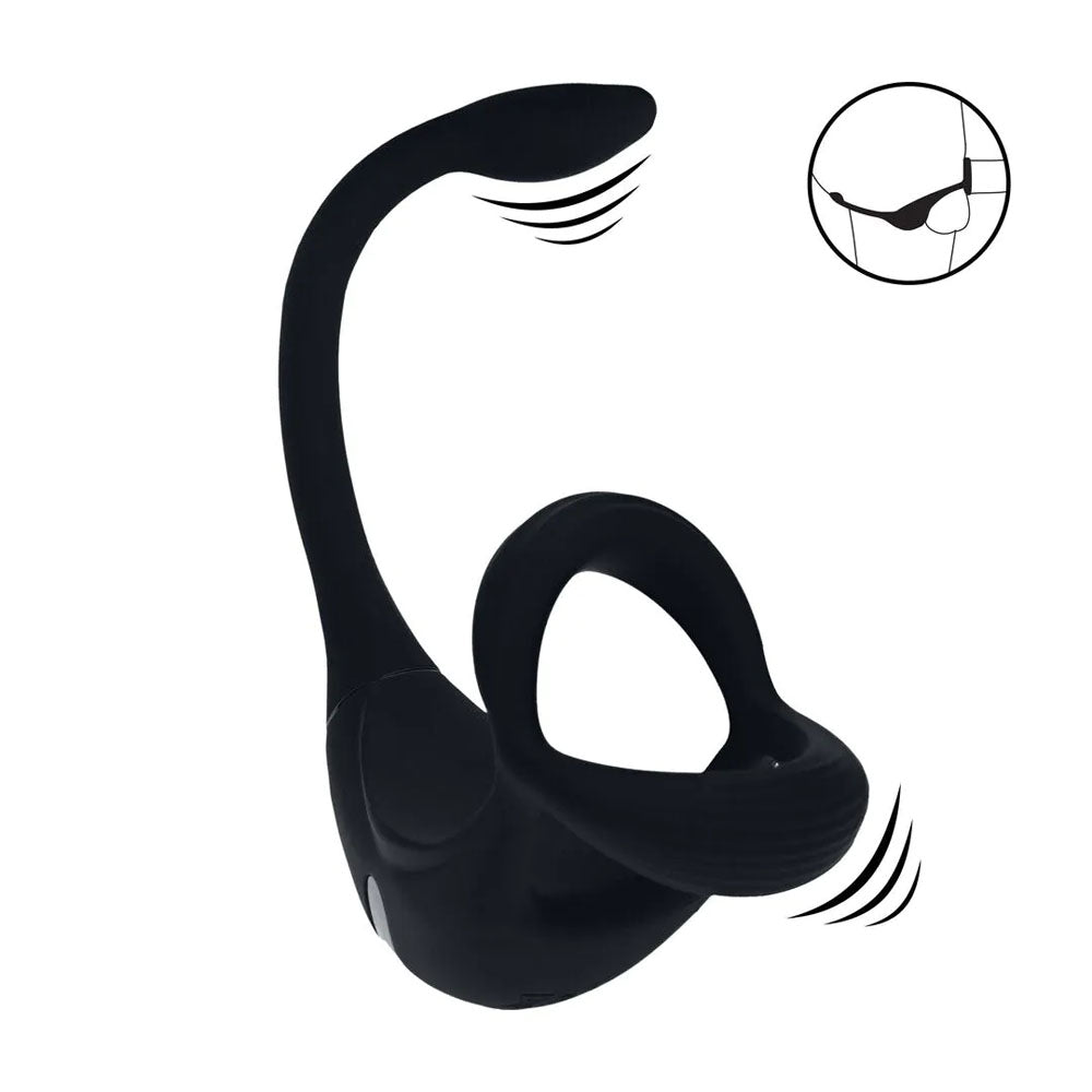 Levelz Remote-Controlled Vibrating Tri-O (Black) – USB Rechargeable Cock Ring and Prostate Stimulator Secondary image