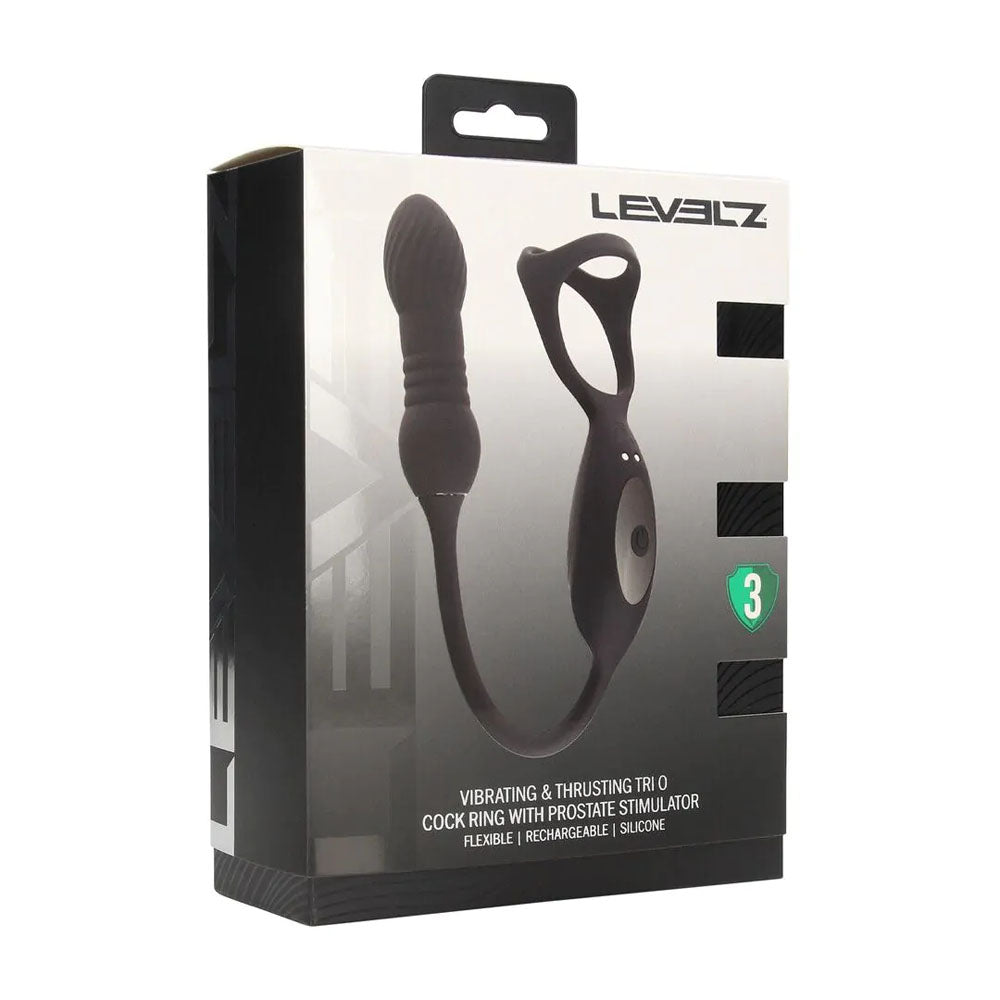LEVELZ TriO (Black) – USB Rechargeable Vibrating and Thrusting Cock Ring with Prostate Stimulator > Anal Range > Prostate Plugs