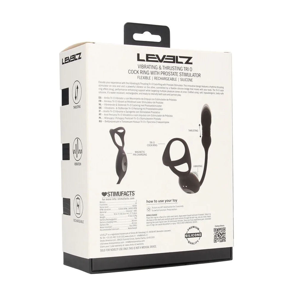 LEVELZ TriO (Black) – USB Rechargeable Vibrating and Thrusting Cock Ring with Prostate Stimulator > Anal Range > Prostate Plugs