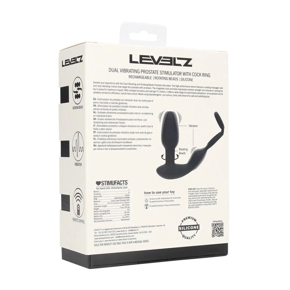 Levelz Dual Vibrating Prostate Stimulator with Cock Ring – USB Rechargeable Vibrating Butt Plug with Cock Ring > Anal Range > Prostate Plugs