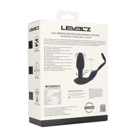 Levelz Dual Vibrating Prostate Stimulator with Cock Ring – USB Rechargeable Vibrating Butt Plug with Cock Ring > Anal Range > Prostate Plugs