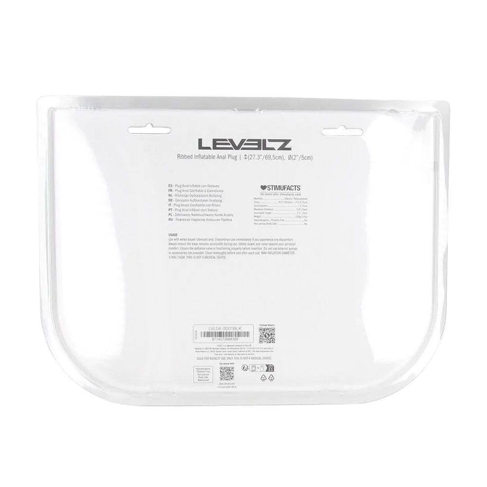 LEVELZ Ribbed Inflatable Butt Plug – Inflatable Silicone Butt Plug with Textured Shaft and Flared Base > Anal Range > Tunnel and Stretchers