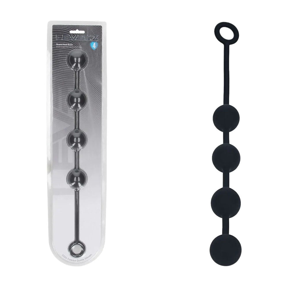 Levelz Large Round Silicone Anal Balls 40.5 cm Length 40 mm Diameter Black > Anal Range > Anal Beads