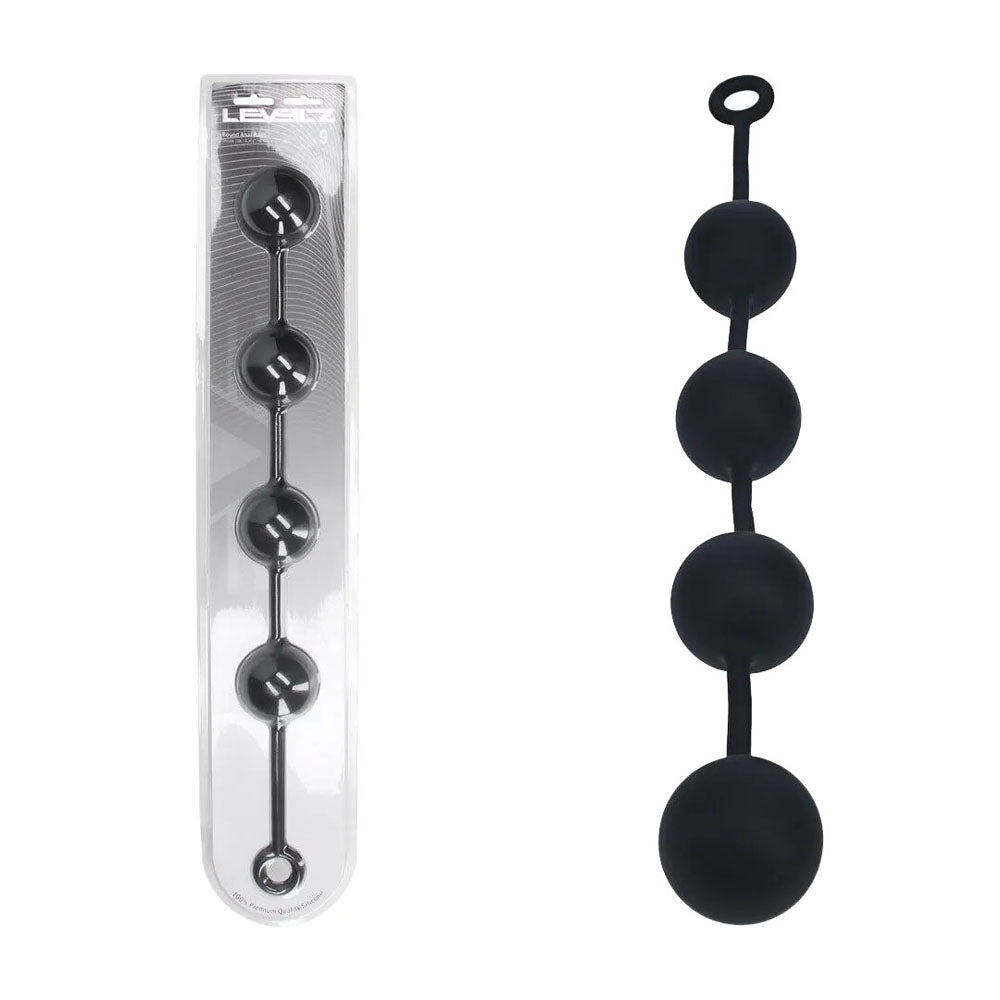 Levelz Round Anal Balls XXL (60mm, 52.5cm) – Extra Large Silicone Anal Beads Black > Anal Range > Oversized Anal Toys