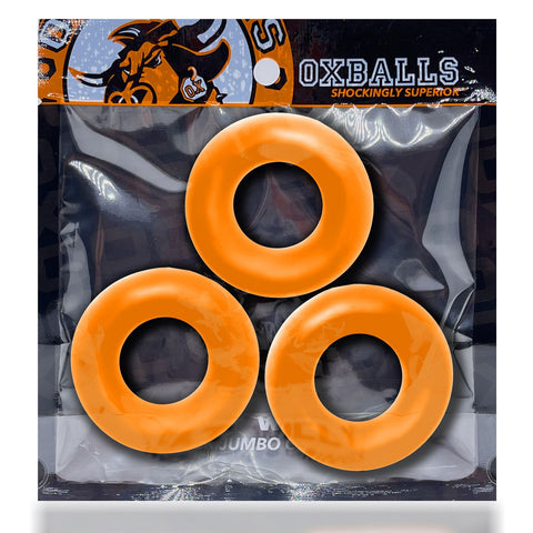 Fat Willy 3 Pc Jumbo Cockrings Orange COCK RING Set