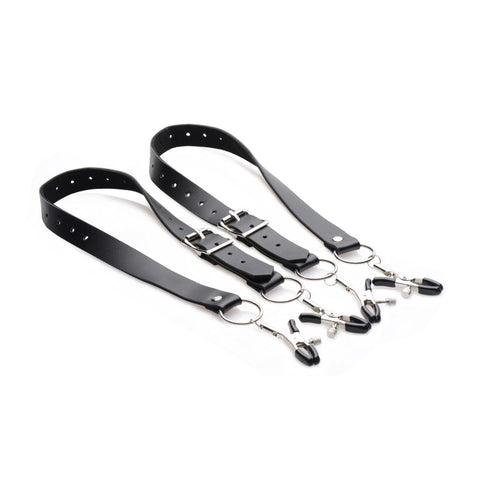 Labia Spreader Straps with Adjustable Clamps – Bondage Straps Black > Sex Toys > Sex Positioners