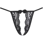 Lace Open Front G-String in Black with Bow Detail > Clothes > Panties