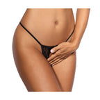 Lace Open Front G-String in Black with Bow Detail Medium > Clothes > Panties