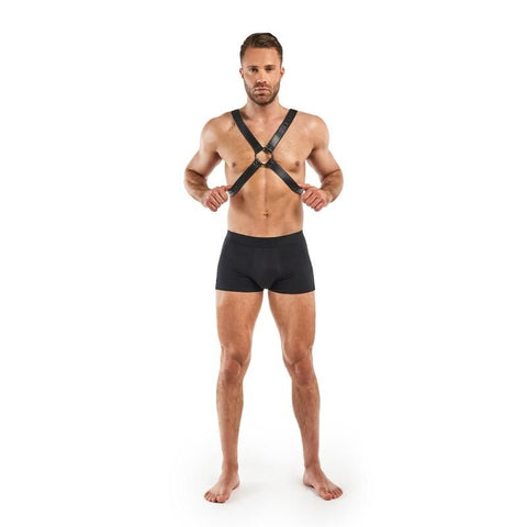 Lionel Bondage Harness in Black Faux Leather Mens Harnesses