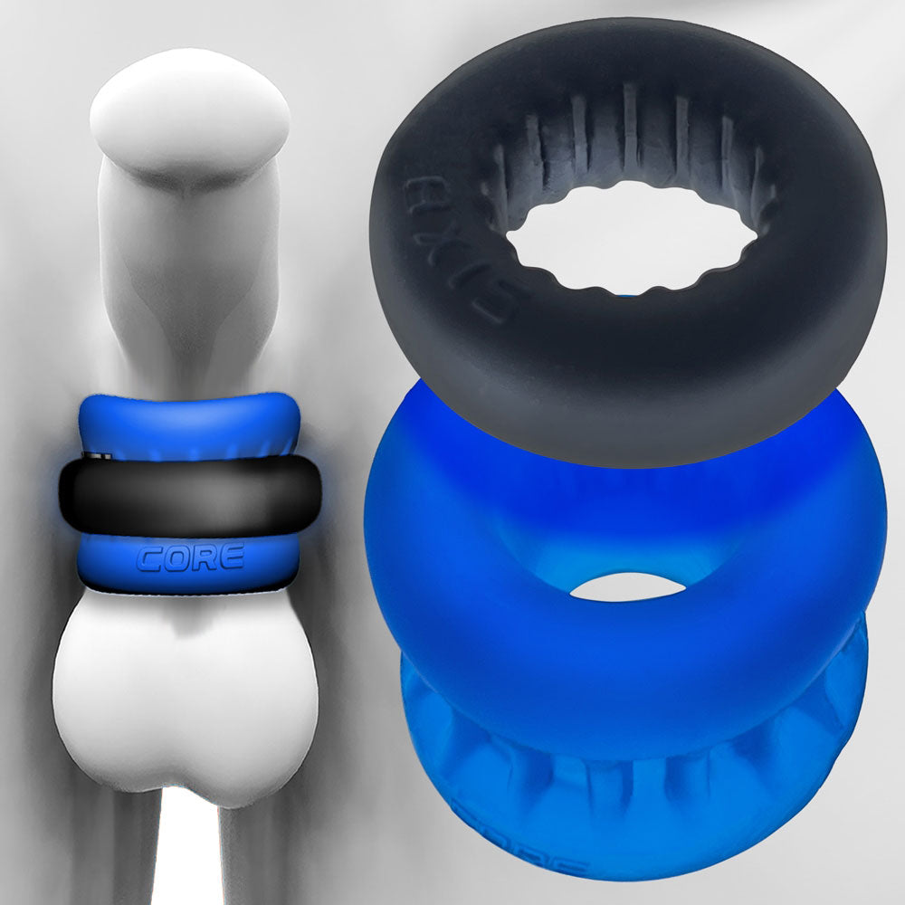 Ultracore Core Ballstretcher with Axis Ring in Blue Ice Blue One Size > Sex Toys For Men > Ball Stretchers