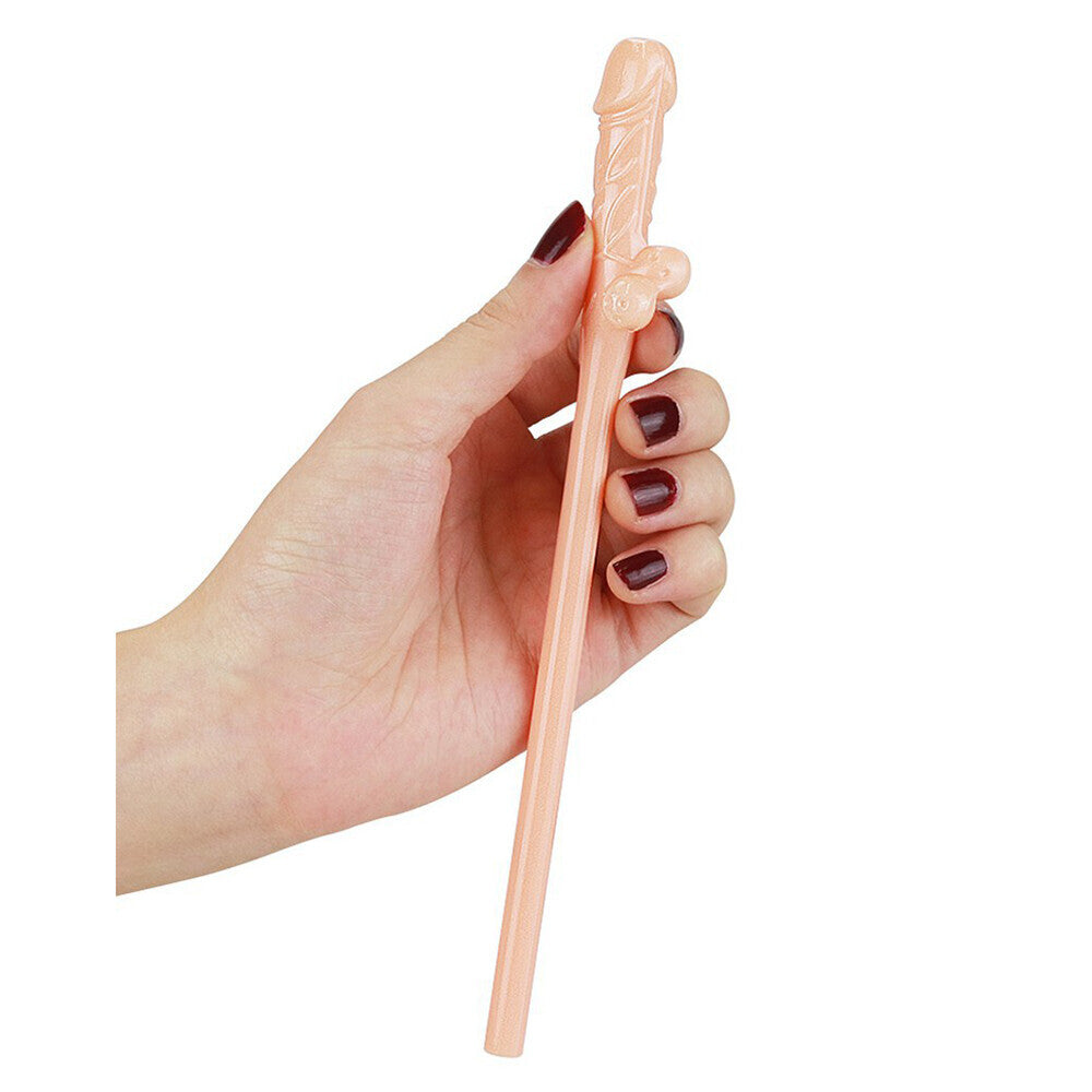 Lovetoy Pack Of 9 Flesh Pink Willy Straws Party Favors > Novelties > Bachelor & Bachelorette Items