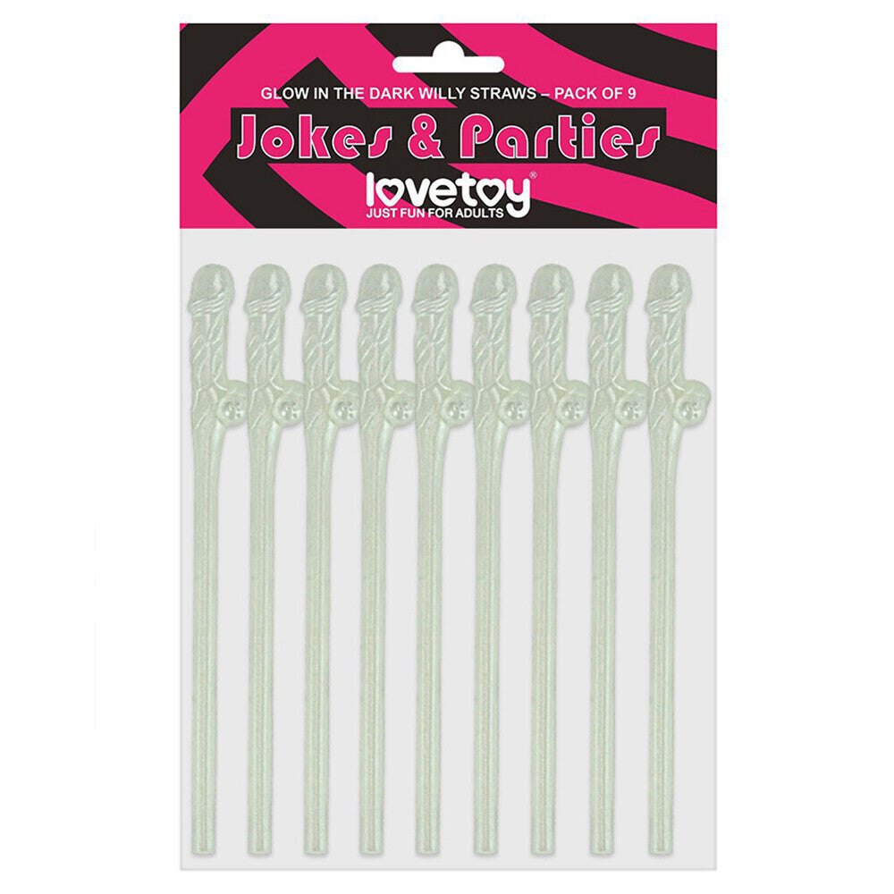 Willy Straws Glow in the Dark 9 Pack – Glow in the Dark Straws > Novelties > Party Supplies Main image