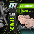 M for Men 3-Pack Self-Lubricating Vibrating Stroker Sleeves > Sex Toys For Men > Masturbators > Manual