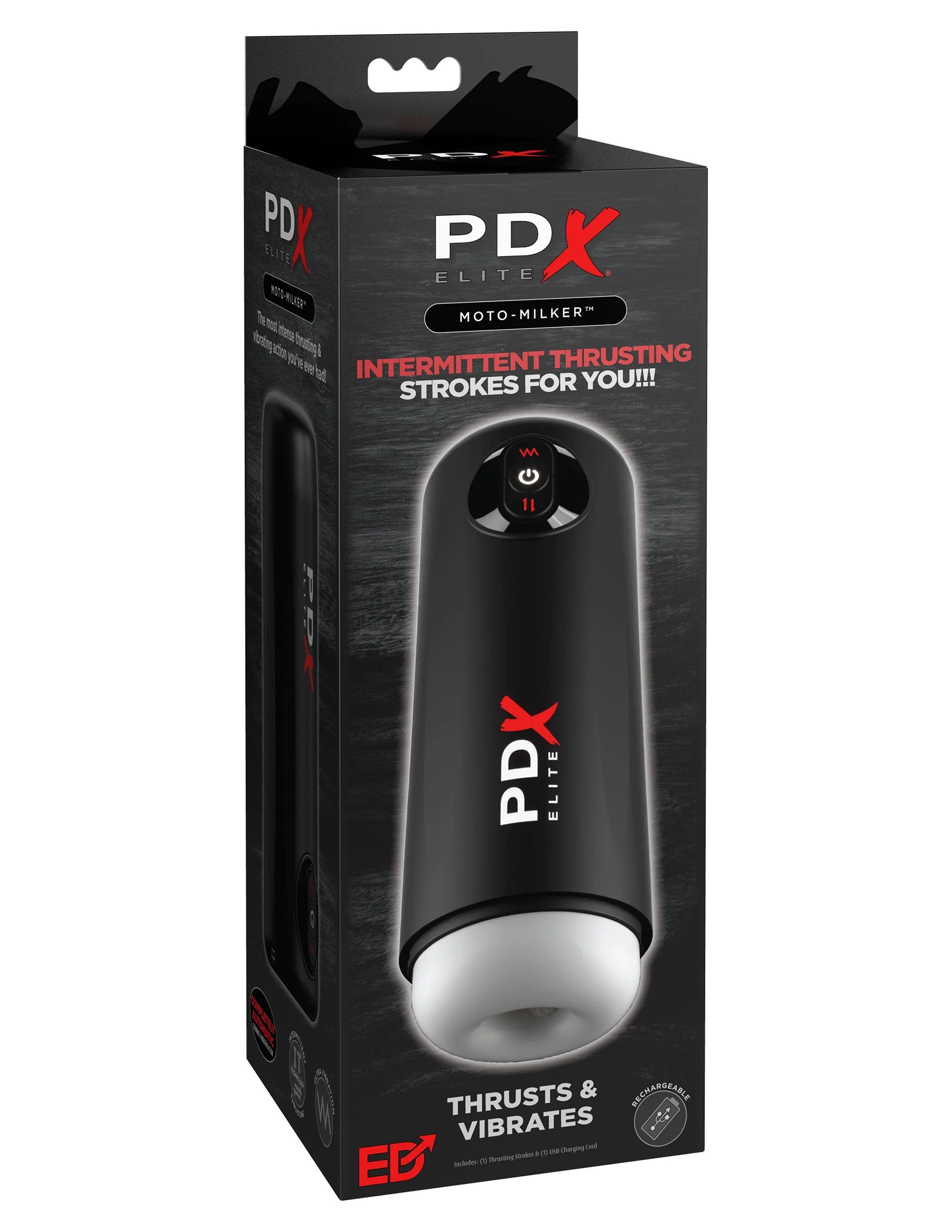 Pdx Elite Moto Milker Suction Stroker Black > Sex Toys For Men > Masturbators > Vibrating