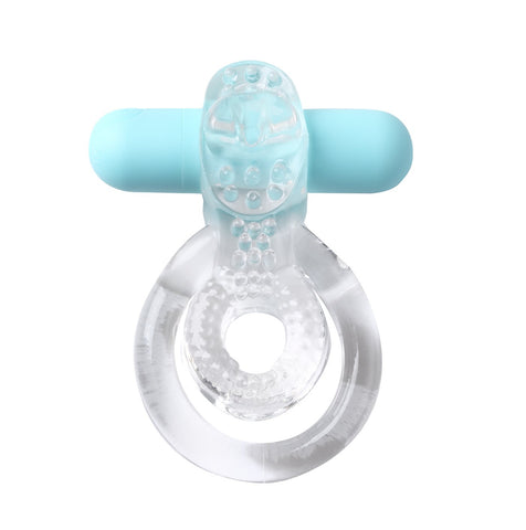 Maia Jayden - Blue USB Rechargeable Vibrating Cock & Ball Rings BULLETS