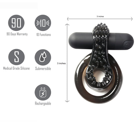 Maia Jagger USB Rechargeable Vibrating Cock and Ball Ring Cock Rings Vibrating