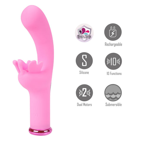 Maia Myla 15.9 cm USB Rechargeable Silicone Butterfly Vibrator VIBRATORS-RABBIT
