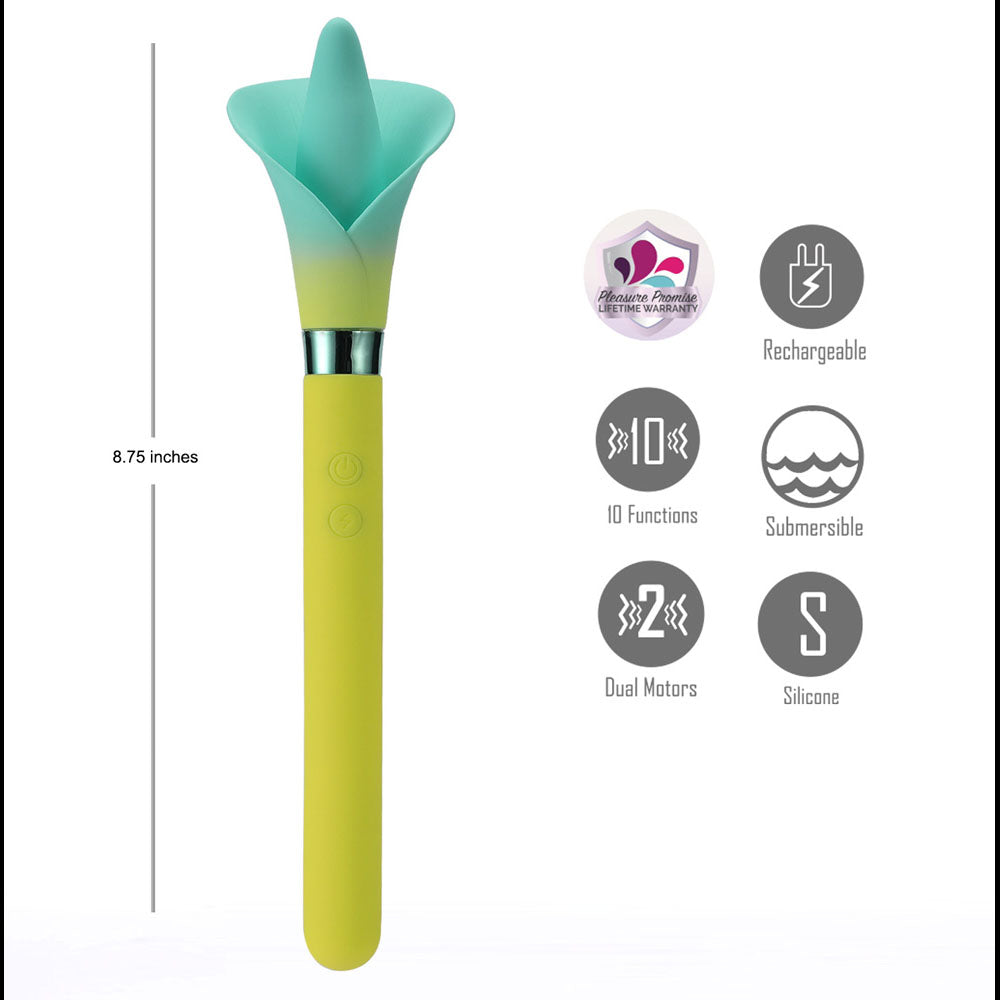 Maia Vala (Green) – USB Rechargeable Silicone Flower Vibrator 22.2 cm > Vibrators > Standard Vibrators