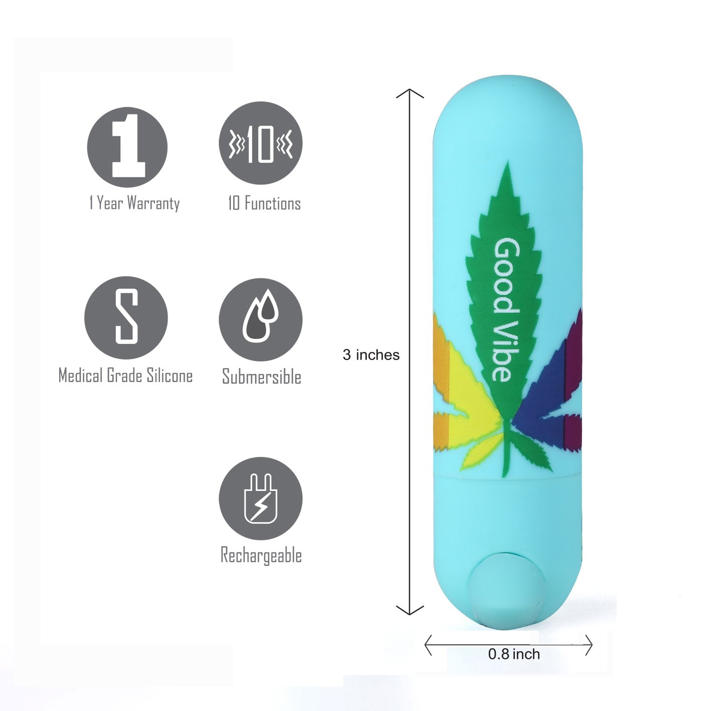 Maia Jessi 420 Teal 7.6 cm USB Rechargeable Bullet Vibrator BULLETS