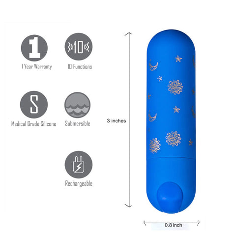 Maia Luna 7.6 Centimeter USB Rechargeable Bullet Vibrator Blue BULLETS