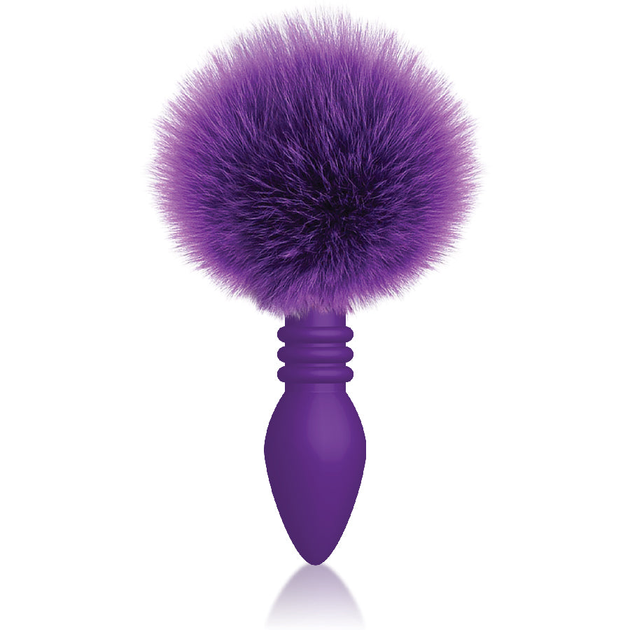 The 9's Cottontails Ribbed Butt Plug with Bunny Tail Purple Tails