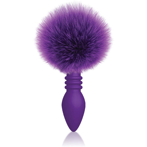 The 9's Cottontails Ribbed Butt Plug with Bunny Tail Purple Tails