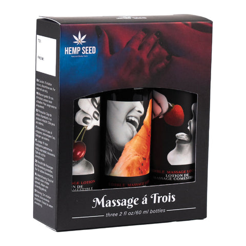 Hemp Seed Edible Massage A Trois Edible Massage Lotion Kit 3 Bottle Set Massage Gift Set