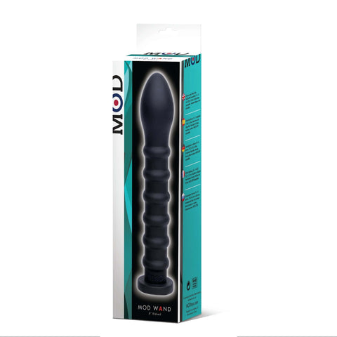 MOD Wand Ribbed Black 7.5 Inch Silicone Pleasure Tool Black Sex Machines