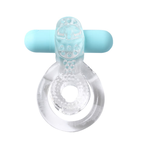 Maia Jayden - Blue USB Rechargeable Vibrating Cock & Ball Rings BULLETS