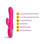 Viben Hypnotic Thrusting Rabbit Vibrator with Swinging Clitoral Stimulator in Hot Pink > Vibrators > Ladies > Rabbit