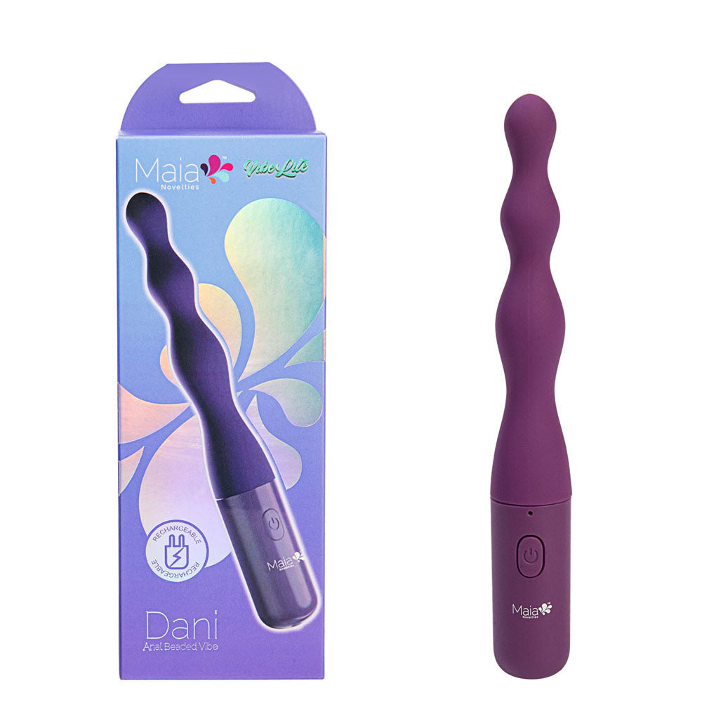 Maia Dani 17.8 Centimeter USB Rechargeable Beaded Vibrator Purple > Anal Range > Anal Beads