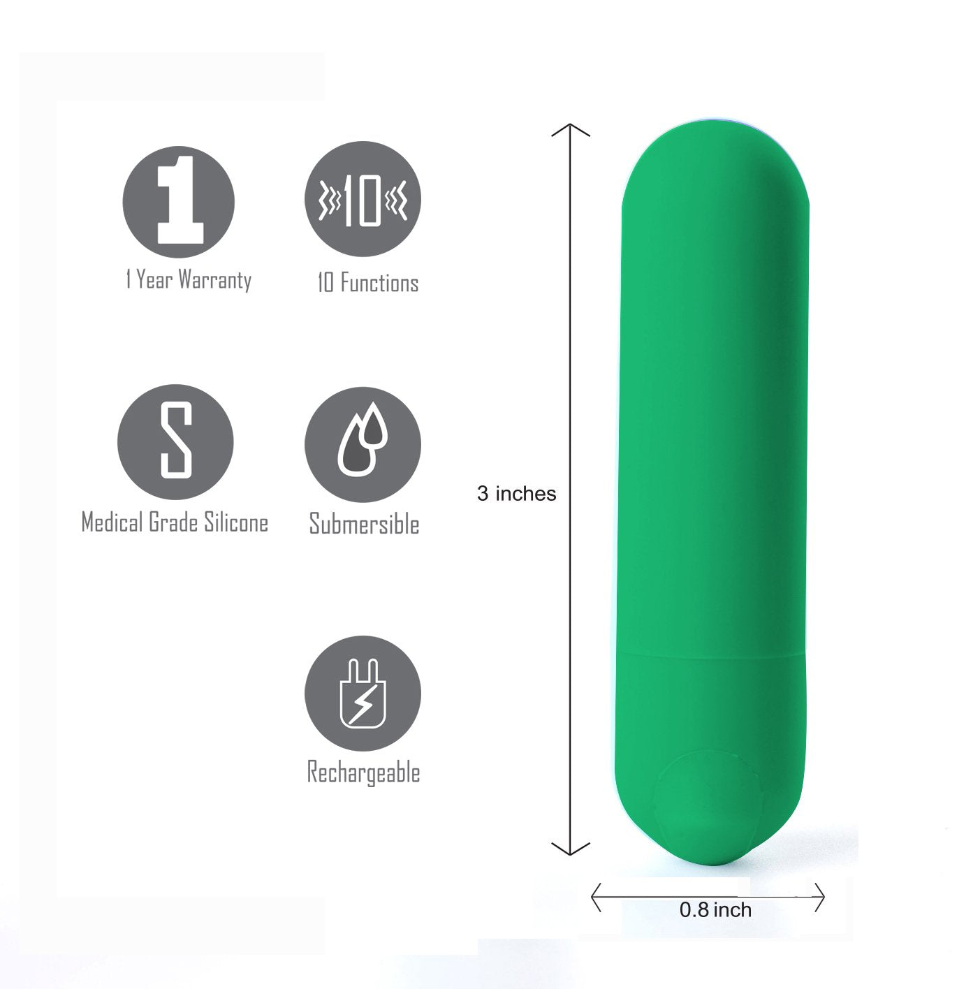 Maia Jessi (Emerald) – USB Rechargeable Bullet Vibrator 7.6 cm > Vibrators > Mini Vibrators