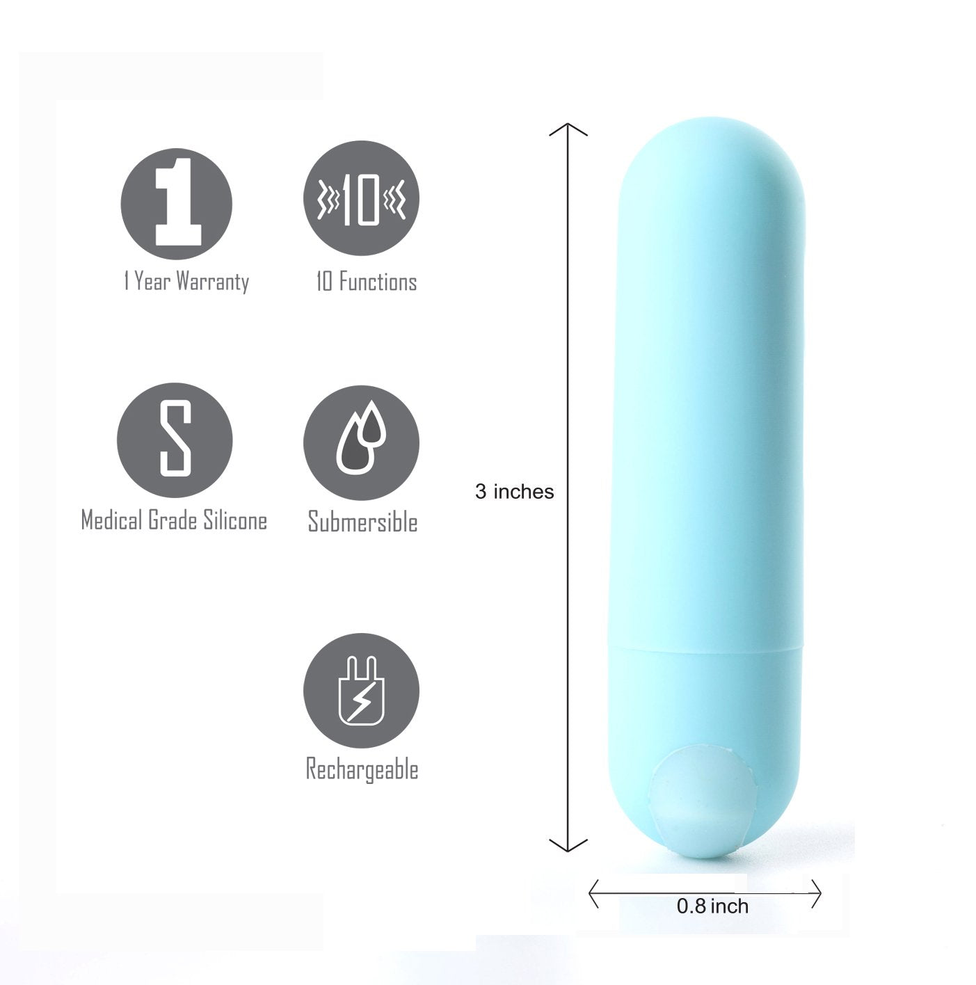 Maia Jessi Teal 7.6 cm USB Rechargeable Bullet Vibrator BULLETS