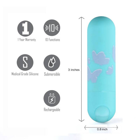 Maia Julia Teal 7.6 Centimeter USB Rechargeable Bullet Vibrator