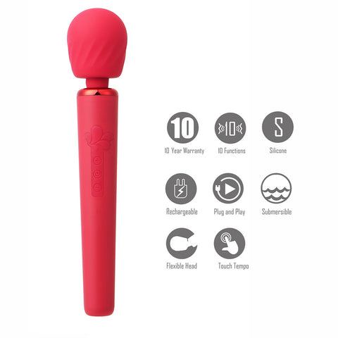 Maia Nala 30 cm USB Rechargeable Massage Wand with 10 Functions Electric Massager