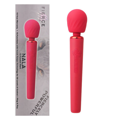 Maia Nala 30 cm USB Rechargeable Massage Wand with 10 Functions Red Electric Massager