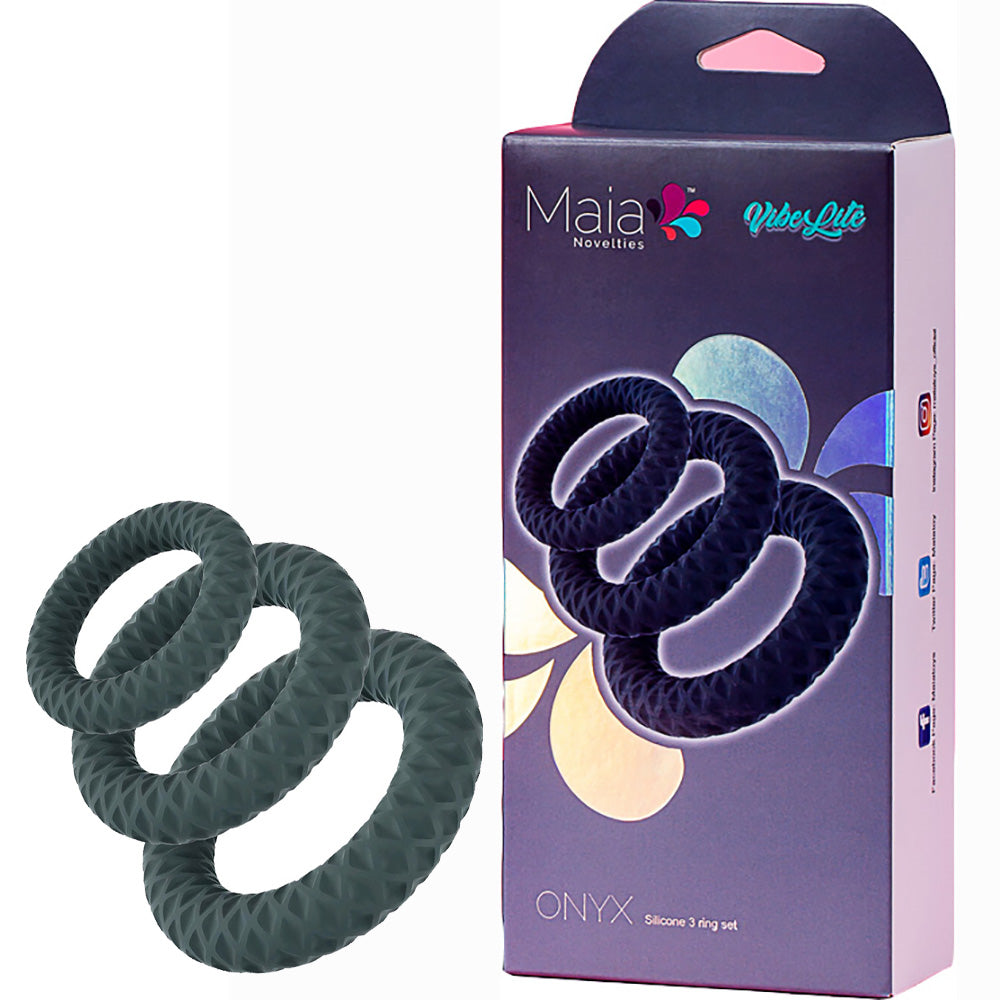 Maia ONYX 3-Piece Penis Ring Set Multi-Sizes Available > Cock Ring > Sets Main image