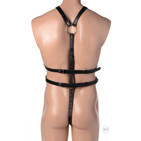 Male Full Body Harness in Black - Adjustable Size for Ultimate Bondage Play Mens Harnesses