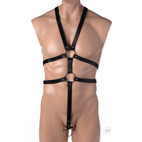 Male Full Body Harness in Black - Adjustable Size for Ultimate Bondage Play Mens Harnesses