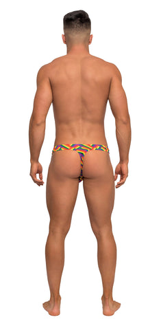 Male Power Pride Fest Jock with Rainbow Herringbone Print Mens G-Strings