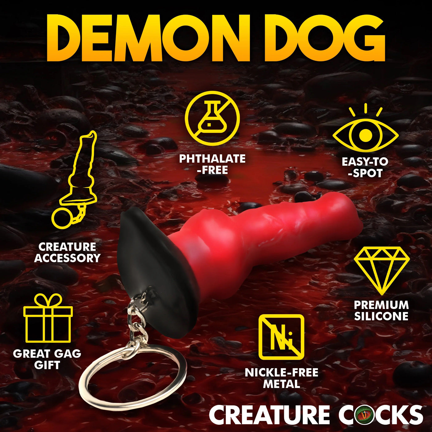 Creature Cocks Hell-Hound Keychain Novelty Fantasy Dildo Keyring Gag Gifts & Novelties