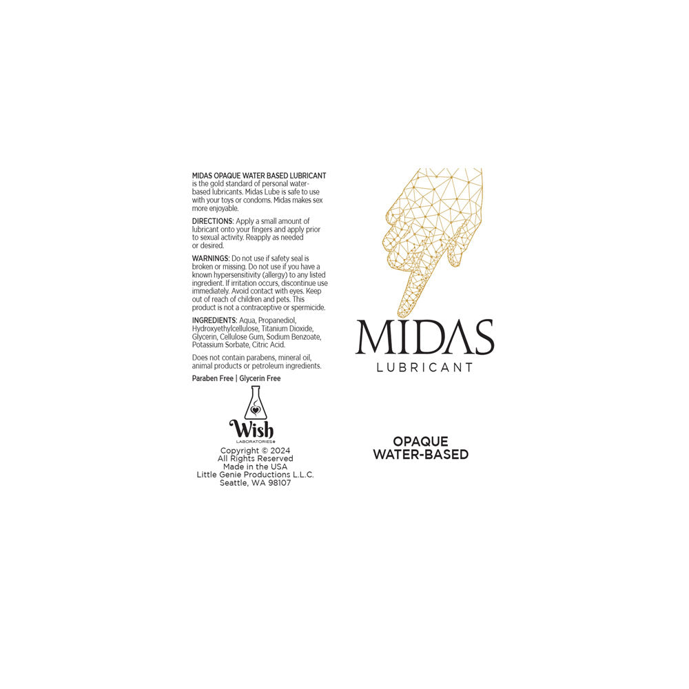 Midas Opaque Water Based Lubricant 118 mls Water Based Lube