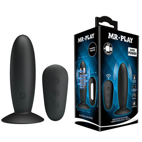 Mr Play Remote Control Vibrating Anal Plug USB Rechargeable Butt Plug with Wireless Remote Black Butt Plugs - Vibrating