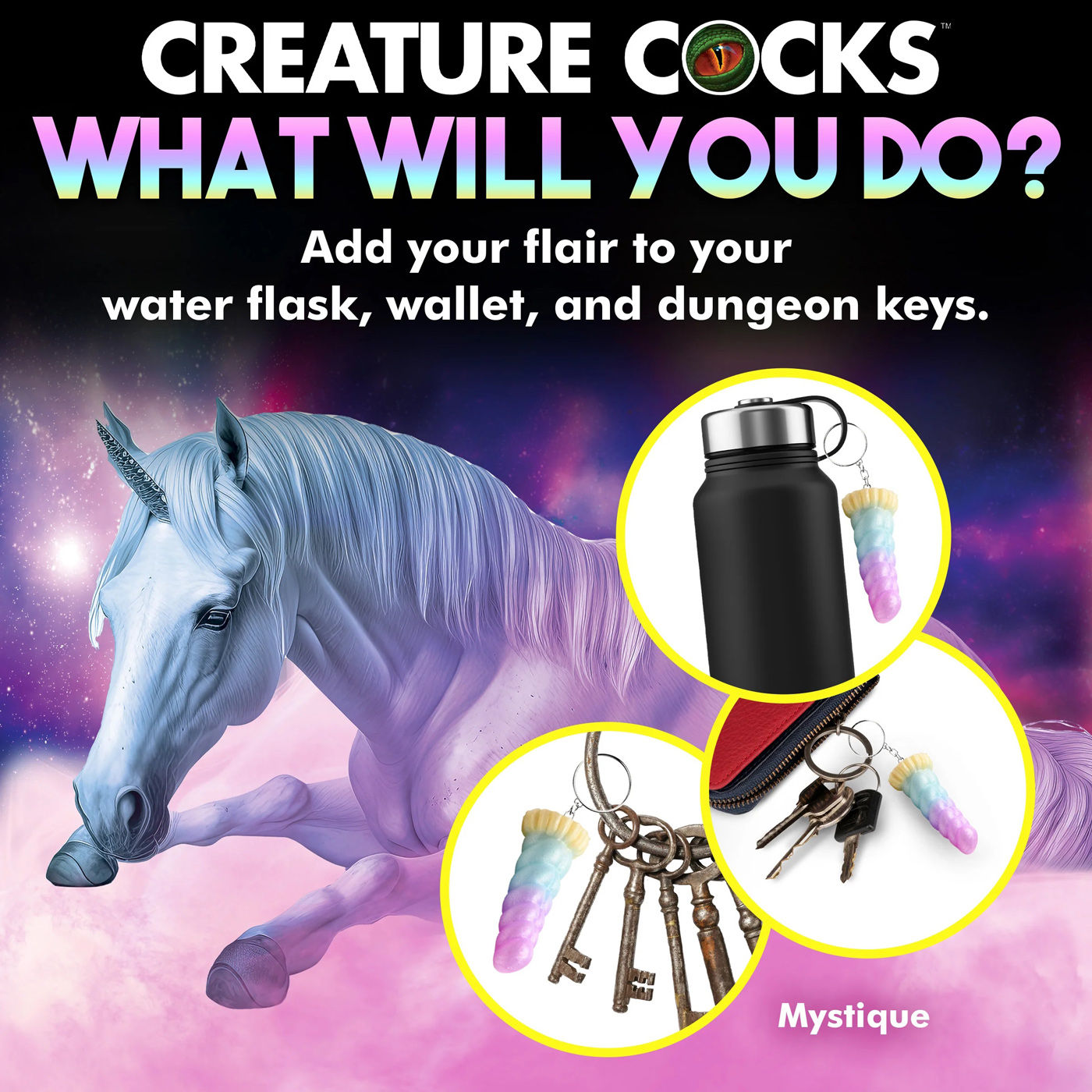 Mystique Unicorn Keychain Playful Novelty Adult Accessory Fantasy-Themed Keychain Secondary image