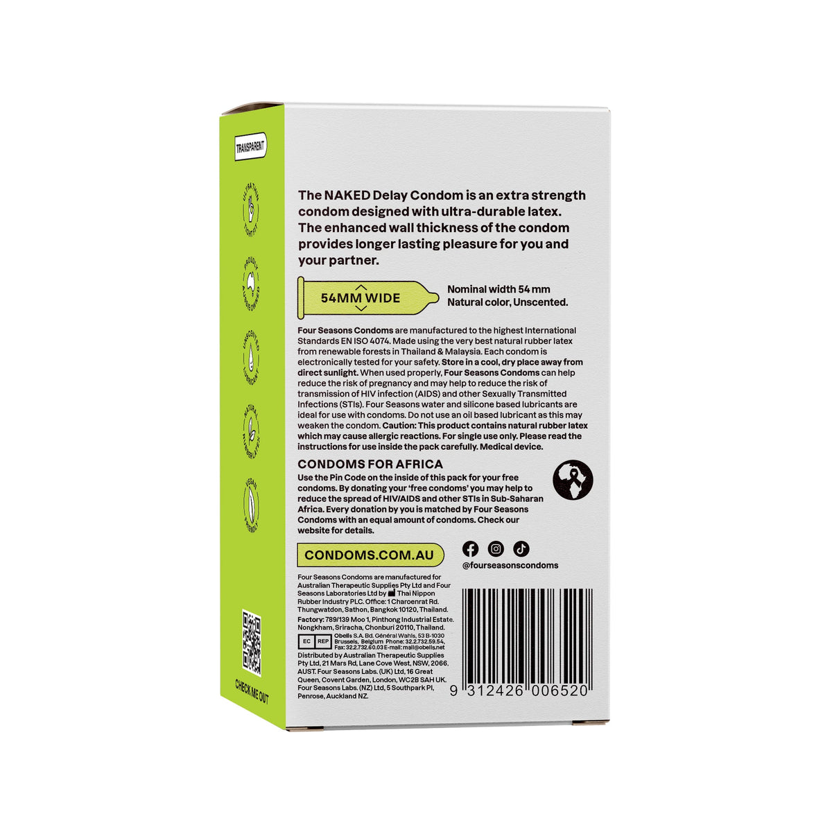 Four Seasons Naked Delay Ultra Thin Condoms 12 Pack > Essentials > Condoms